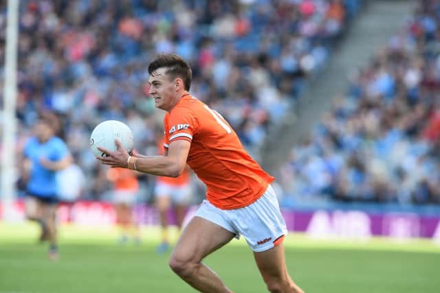 Armagh's Darragh McMullen goes on the attack during their win over Dublin today.