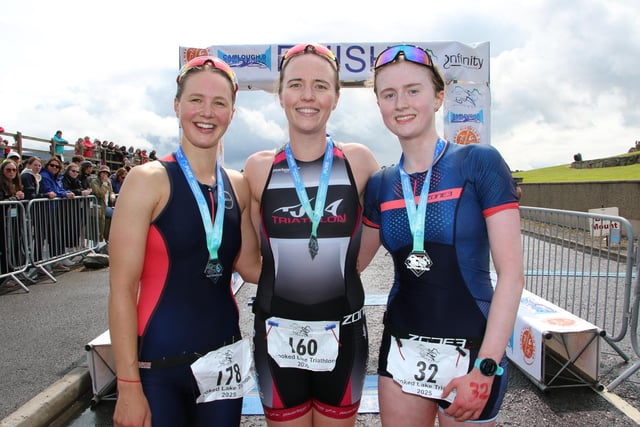 First three ladies home l-r 2nd Jemma Speers, Winner Fiona Murphy and 3rd Eve Burns Jnr.