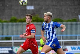 Newry City v Loughgall. Adam Salley and Ben Murdock.