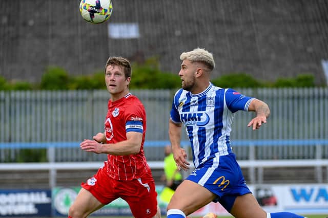 Newry City v Loughgall. Adam Salley and Ben Murdock.