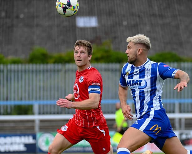 Newry City v Loughgall. Adam Salley and Ben Murdock.