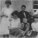 Members of the Donnelly family. Clockwise from rear left: Maureen Donnelly, Frank Donnelly, Marianne Donnelly (wife of Éamon Donnelly), Kay Donnelly, Nora Donnelly, Sean Donnelly and Eleanor (Nelly) Donnelly. Undated.