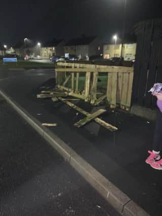 Damage which was caused to a fence during an accident in Drumgormley in Newtownhamilton on Sunday.