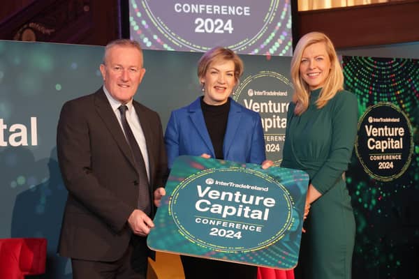 L-R NI Economy Minister Conor Murphy; Margaret Hearty, Chief Executive Officer, InterTradeIreland; Deirdre O’Neill, CCO and Co-Founder of Hertility.