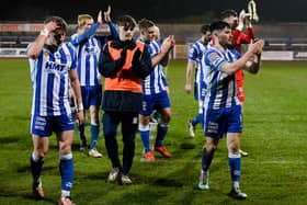 Newry City players applaud the fans on their way off the pitch. Pic: Brendan Monaghan