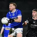 Kilcoo's Jerome Johnston takes on Scotstown's Kieran Hughes  during the AIB Ulster GAA Senior Club Football Championship semi-final at Box-IT Athletic Grounds . Photo by Ramsey Cardy/Sportsfile