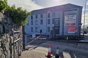 An 'under offer' sign at the former Lidl site at Castle Street, Newry.