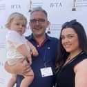 Chloe Gibson with her dad Stephen, and her baby Brody.