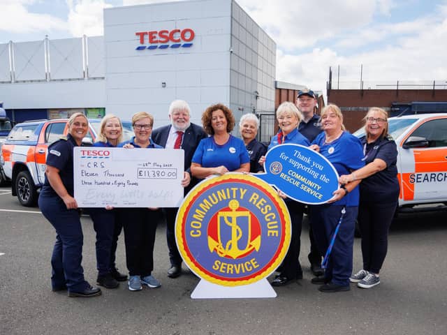 (L-R) Kerry Whitehouse (CRS Antrim District Unit Commander and Fundraising Officer), Community Champions Ann Broome (Bentrim Road - Lisburn) and Lesley Kirkpatrick (Antrim), Sean McCarry OBE (CRS Regional Commander), Community Champion Jackie Brogan (Ballymoney), CRS Development Officer Hazel Gallagher, Community Champion Caroline Edmondson (Bangor), Mark Forster (Unit Commander of CRS Emergency Response Bikers), Community Champion Donna McCotter (Yorkgate – Belfast) and CRS volunteer Shirley O'Brien.