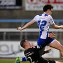 Dualta Honney hit the net for Newry City against Loughgall on Tuesday night.
