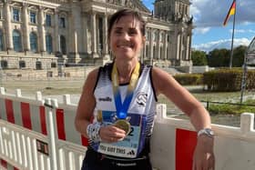 Bernie after completing the 2024  Berlin Marathon.