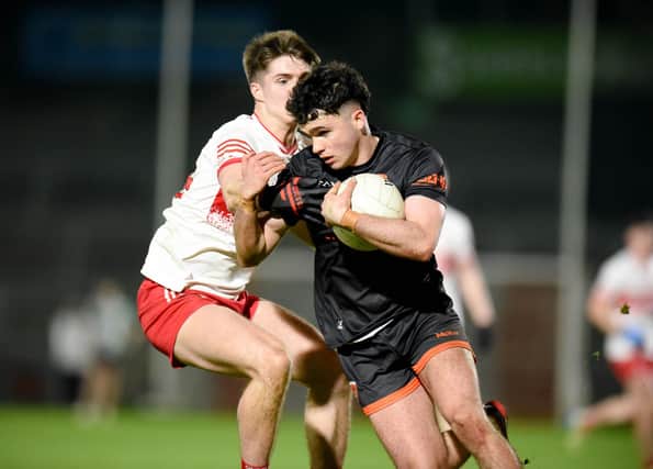Armagh U20s captain Callum O'Neill pictured in action against Derry in the opening round of the Ulster Championship. Pic: Brendan Monaghan