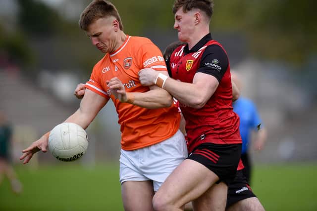 Armagh's Rian O'Neill in action against Down in the Ulster Championship. Pic: Brendan Monaghan