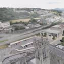 An artist's impression of how the new Civic Hub would look with Newry Cathedral in the foreground.