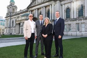 Colin Neill (Hospitality Ulster), Glyn Roberts (Retail NI), Julie Galbraith, Managing Partner, DWF in Northern Ireland, and Stephen Kelly (Manufacturing NI)