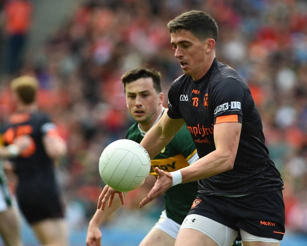 Armagh's Rory Grugan with Kerry's Paul Murphy.