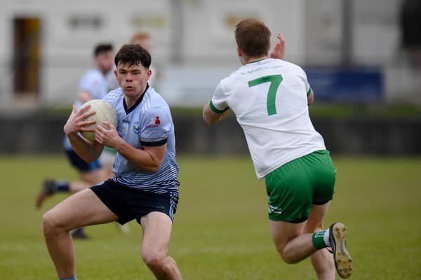 Down player and Mayobridge midfielder Shane Annett goes on the attack against Castlewellan at Burren. BM01