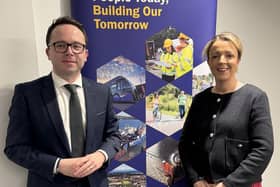 Sinn Féin Newry & Armagh MP Dáire Hughes with Infrastructure Minister Liz Kimmins.