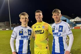 Newry City trio Alex O'Brien, Lorcan Donnelly and Ryan McNickle.