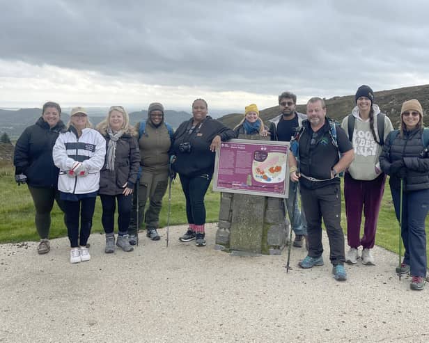 American journalists and content creators with Ruth Moran, Tourism Ireland (third left); and walking guide Brian Hoey (third right), en