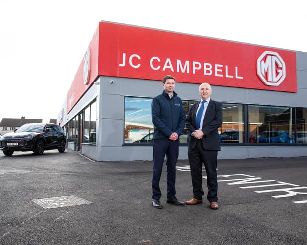 Pictured at the new JC Campbell dealership in Newry are dealer principal Stephen Campbell (left) and Ulster Bank senior relationship manager Danny McGivern (right).