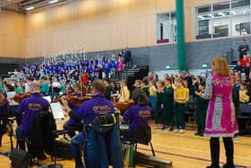 The Ulster Orchestra perform for local schoolchildren at Newry Leisure Centre.