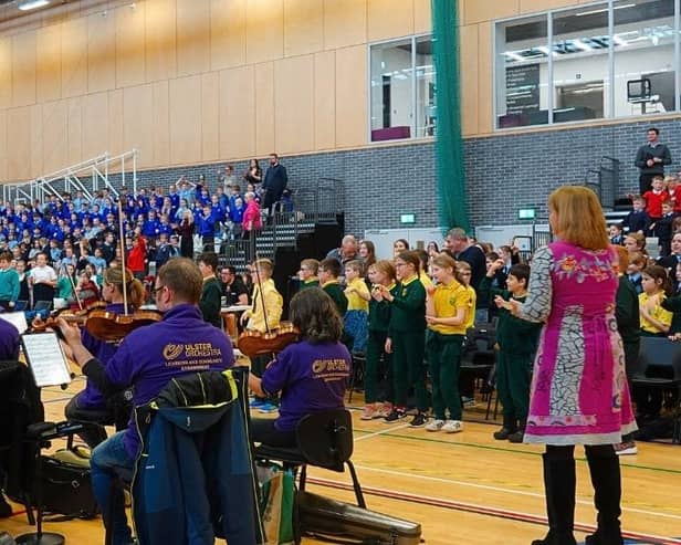 The Ulster Orchestra perform for local schoolchildren at Newry Leisure Centre.