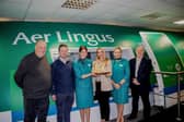 Deli Lites Ireland products are now available as part of the Aer Lingus Bia inflight menu thanks to a new partnership with Aer Lingus and Retail in Motion. PIctured is Joe Harvey - business development manager, travel, Alan Irwin, business support and inflight retail manager, Laura Stapleton, cabin crew, Jackie Reid, Deli Lites co-founder CSO, Sarah Guy, cabin crew and Iain Kelly, account manager Retail inMotion