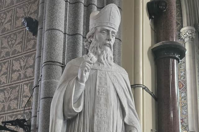 Statute of St Patrick in Newry Cathedral.