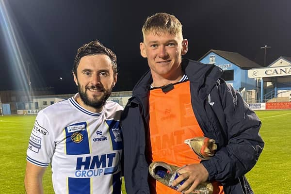 Newry City's goal scorers on Friday night: Fra McCaffrey and Ryan McNickle. Pic: Newry City AFC