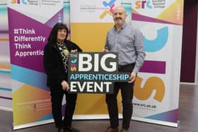 Pictured launching the Big Apprenticeship Event at SRC’s Newry campus are Councillor Valerie Harte, Chairperson of Newry, Mourne and Down District Council and SRC’s CEO Raymond Sloan