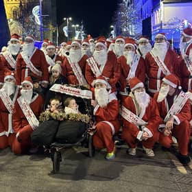 Santas ready to dash down Hill Street in Newry last week.