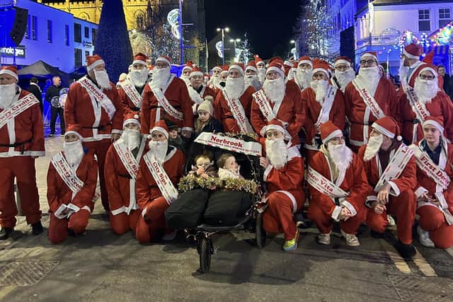 Santas ready to dash down Hill Street in Newry last week.