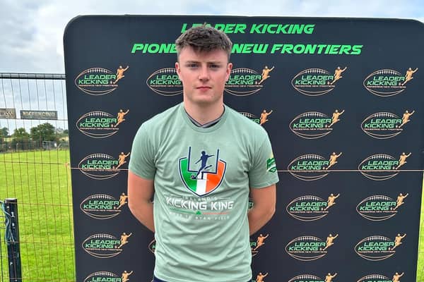 The 18-year-old Saval footballer is among 20 talented young athletes who have come through Leader Kicking’s nationwide search for Ireland’s next American football kicking star.