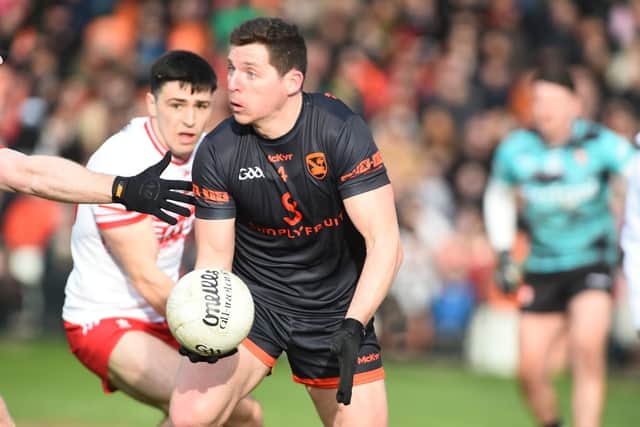 Paddy Burns pictured in action for Armagh against Derry.