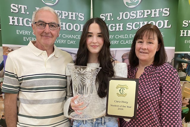 Ciara Hoey – A Level Student of the Year pictured with her parents.