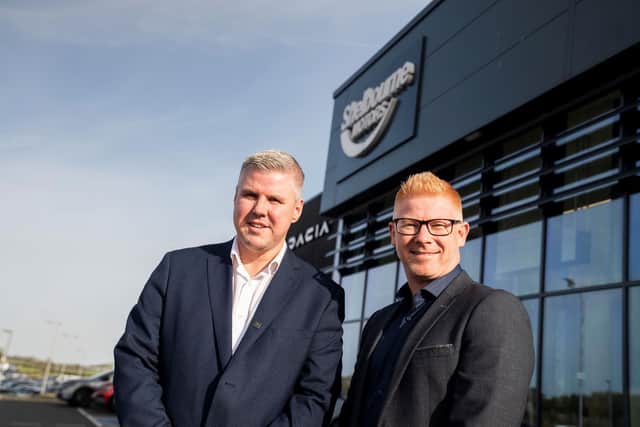 Shelbourne Motors has strengthened its senior management team with the appointment of Sean McCormick as Aftersales Manager at its award-winning Kia, Renault, and Dacia, franchises in Newry. Pictured with Sean McCormick is Alan Thompson, Chief Operating Officer at Shelbourne Motors.