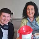 Newcastle ADHD Hub staff member and rap artist 'Wee Polo' with Cllr Jill Truesdale.