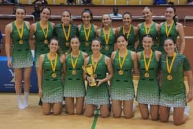 Captain Caroline O'Hanlon and her NI Warriors squad with the trophy after beating Barbados 3-0 in the Paradise series.