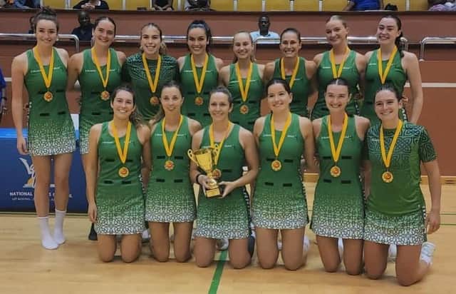 Captain Caroline O'Hanlon and her NI Warriors squad with the trophy after beating Barbados 3-0 in the Paradise series.
