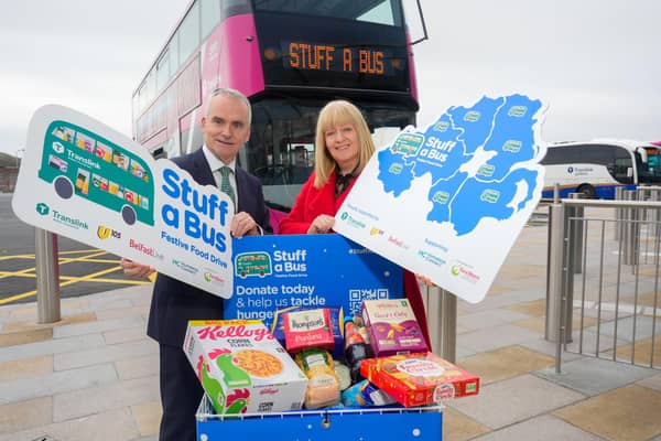 Chris Conway CEO of Translink NI and Nicola McCrudden, CEO Homeless Connect FareShare.