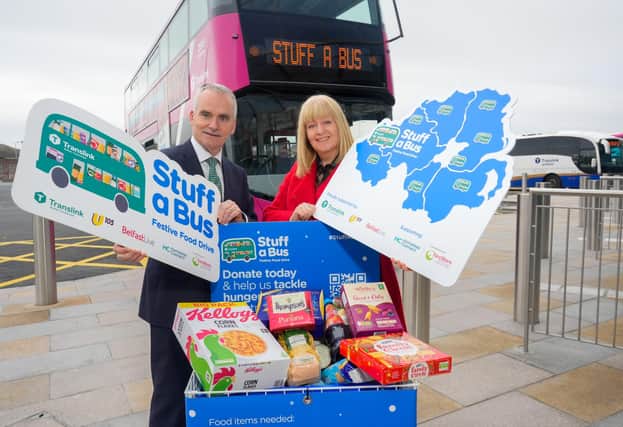 Chris Conway CEO of Translink NI and Nicola McCrudden, CEO Homeless Connect FareShare.