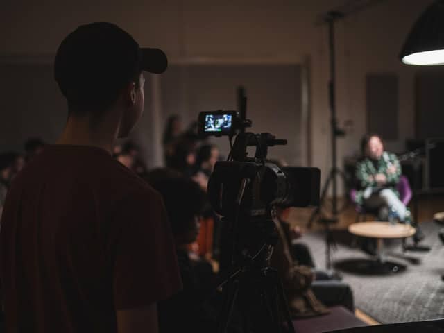 Filming occurring during the Frequency Finder podcast recording.