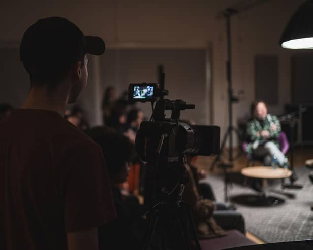 Filming occurring during the Frequency Finder podcast recording.