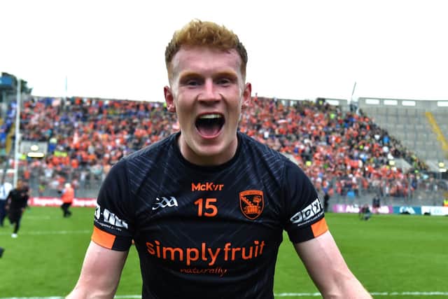 Armagh's Conor Turbitt celebrates the win over Kerry last July.