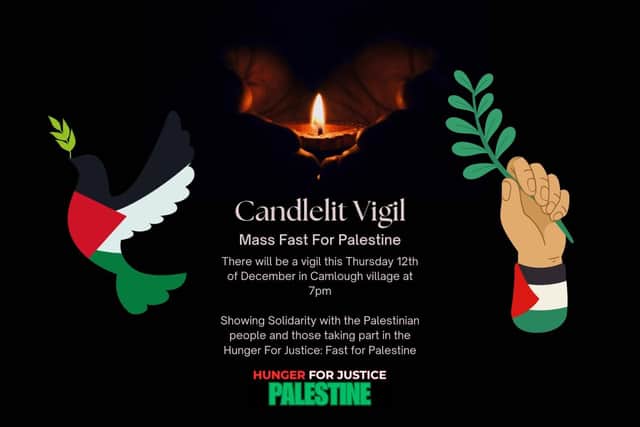 A poster showing the details of a candlelit vigil which is taking place in Camlough.