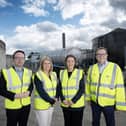Dáire Hughes MP, NI Water Chief Executive Dr Sara Venning, Minister for Infrastructure Liz Kimmins MLA and NI Water Director of Finance, Regulation and Commercial Ronan Larkin.