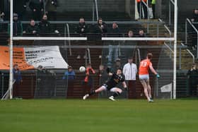 Conor Turbitt fires home a first half penalty against Cavan.