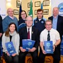 Mayobridge Five-Year Strategic Plan committee members Pat-Joe Magee, Ciaran Cunningham, Cindy Griffin, Michael Goss, Declan Mason, Roisin Woods and Sean Rooney pictured with GAA President Jarlath Burns. Picture: Brendan Monaghan