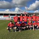 Newry City AFC players wearing the British Heart Foundation t-shirts.